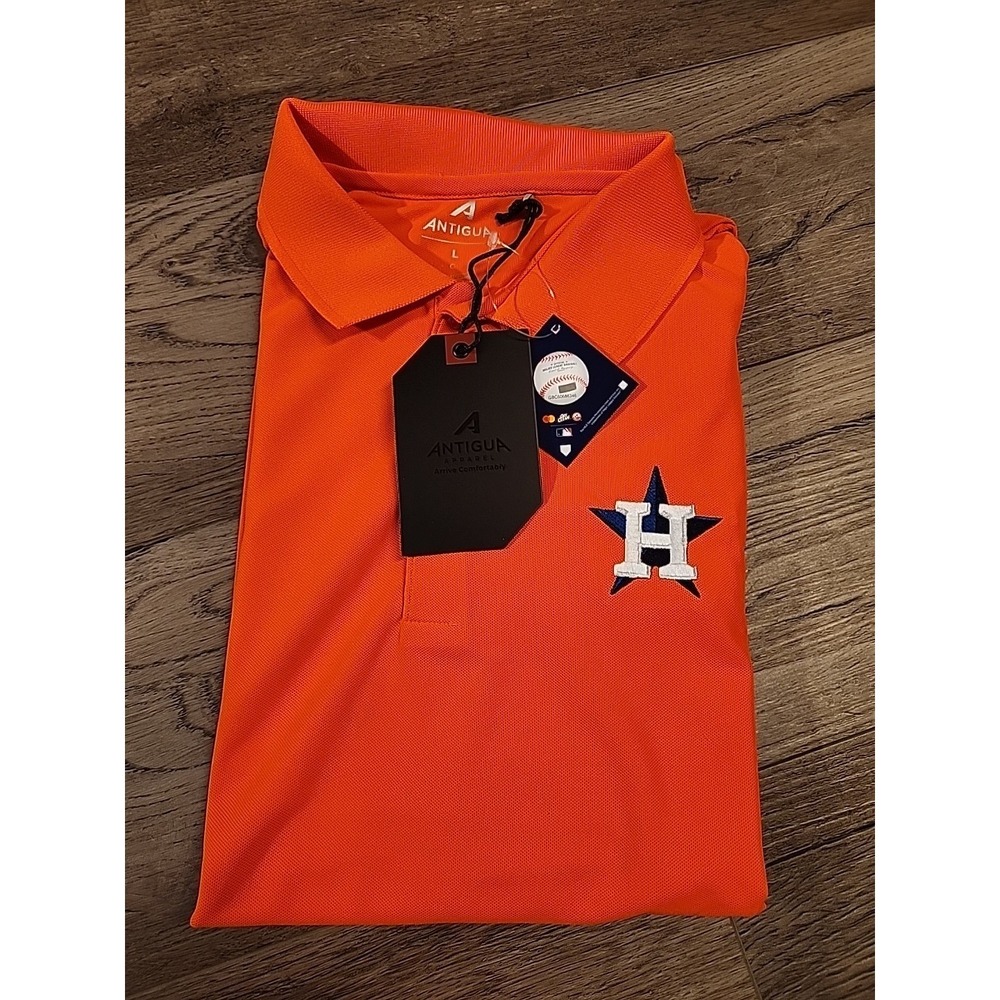 Antigua Men's Large Houston Astros Legacy Pique Short Sleeve Polo Shirt‎
